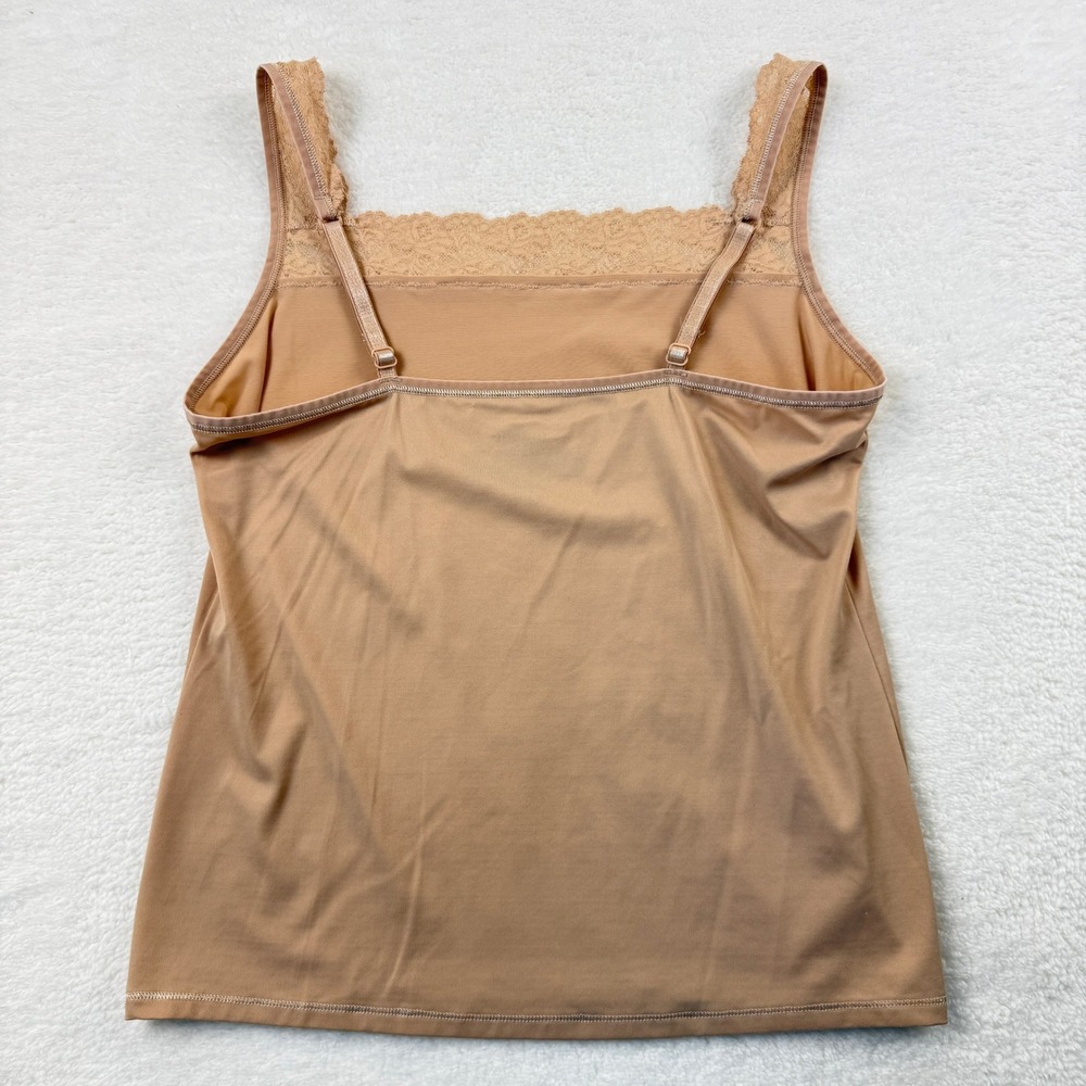 Vassarette Slip Camisole Tank Top Women Medium Tan Lace Trim Adjustable Straps - Picture 3 of 5
